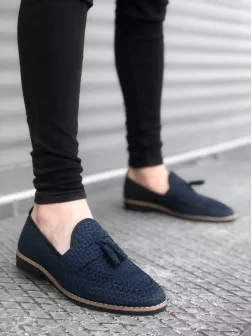 Mocasini barbati albastri, tapla subtire, piele eco, comozi 12218 N1-3